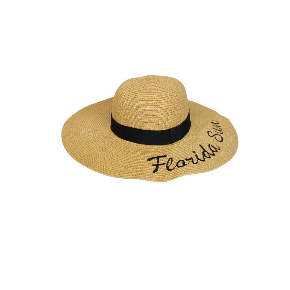 Florida Sun Hat Embroidered Tan and Black - Picture 11 of 15